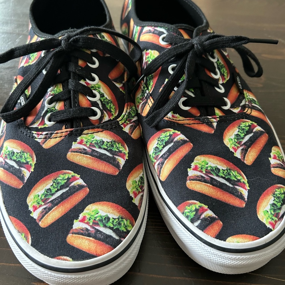 Vans Black Burger Print Sneakers